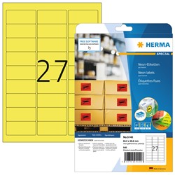 HERMA Neon-Etiketten, neon-gelb, 63,5 x 29,6 mm, 20 Blatt