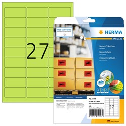 HERMA Neon-Etiketten, neon-grün, 63,5 x 29,6 mm, 20 Blatt