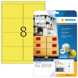 HERMA Neon-Etiketten, neon-gelb, 99,1 x 67,7 mm, 20 Blatt