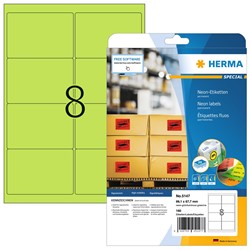 HERMA Neon-Etiketten, neon-grün, 99,1 x 67,7 mm, 20 Blatt