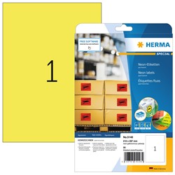 HERMA Neon-Etiketten, neon-gelb, 210 x 297 mm, 20 Blatt
