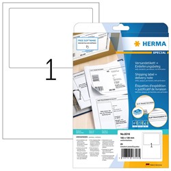 HERMA Versandetikett+Einlieferungsbeleg, weiß, 182 x 130 mm, 25 Blatt