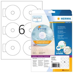 HERMA CD-Etiketten, weiß, Ø 78/17 mm, 10 Blatt