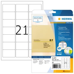 HERMA Adressetiketten, transparent, 63,5x38,1 mm, 25 Blatt