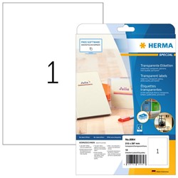 HERMA Transparente Inkjet Folien-Etiketten, transparent, 210 x 297 mm, 10 Blatt
