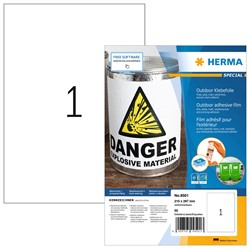 HERMA Outdoor Etiketten, weiß, 210 x 297 mm, 50 Blatt