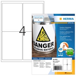 HERMA Outdoor Etiketten, weiß, 99,1 x 139 mm, 40 Blatt