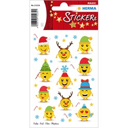 HERMA Magic Weihnachtssticker, Weihnachtsemojis, Folie