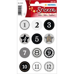 HERMA Decor Weihnachtssticker, Adventskalender 1-24, schwarz