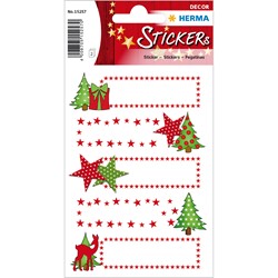 HERMA Decor Weihnachtssticker, Sterne + Tanne, beglimmert