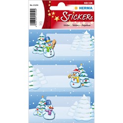 HERMA Decor Weihnachtssticker, Winterlandschaft, beglimmert