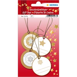 HERMA Weihnachts Geschenkanhänger, 3D, gold