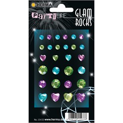 HERMA Glam Rocks Sticker, Diamonds Mint & Light Blue