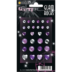 HERMA Glam Rocks Sticker, Diamonds Purple & Silver