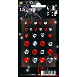 HERMA Glam Rocks Sticker, Diamonds Red & Silver