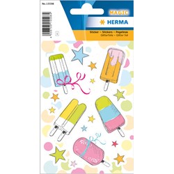 HERMA Magic Sticker, Sticker Eis am Stiel, mit glänzendem Glitter
