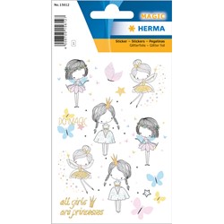 HERMA Magic Sticker, Glitzernde Glittersticker Märchen Prinzessin