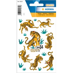 HERMA Magic Sticker, Wilder Tiger Sticker mit edler Goldprägung