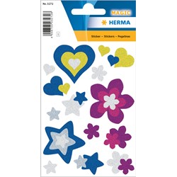HERMA Magic Sticker, Herzen,Sterne+Blumen, glittery
