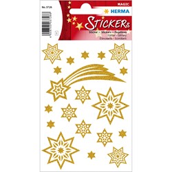 HERMA Weihnachtssticker, Sterne + Schweif, glittery