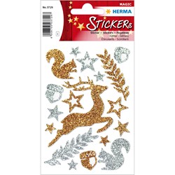 HERMA Weihnachtssticker, Waldtiere, glittery