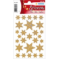 HERMA Weihnachtssticker, Sterne, Irisfolie gold