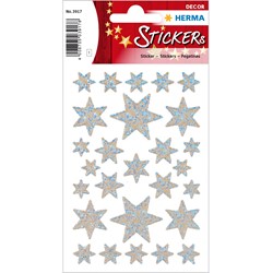 HERMA Weihnachtssticker, Sterne, Irisfolie silber