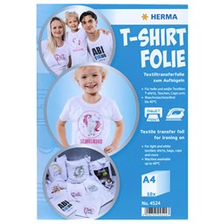 HERMA T-Shirt Folie für helle Textilien, A4, bedruckbar, 10 Blatt