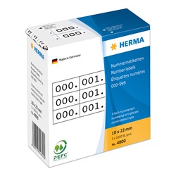 HERMA Nummernetiketten, weiß / schwarz, 10 x 22 mm, 1000 Nummern