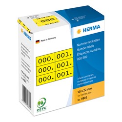 HERMA Nummernetiketten, gelb / schwarz, 10 x 22 mm, 1000 Nummern
