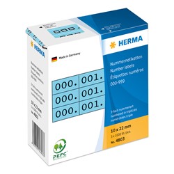 HERMA Nummernetiketten, blau / schwarz, 10 x 22 mm, 1000 Nummern