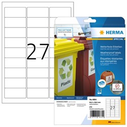 HERMA Wetterfeste Inkjet-Etiketten, weiß, 63,5 x 29,6 mm, 10 Blatt