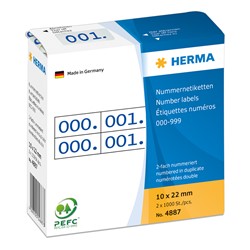 HERMA Nummernetiketten, blau, 10 x 22 mm, 1000 Nummern