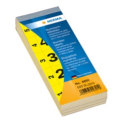 HERMA Nummernblock, gelb, 28 x 56 mm