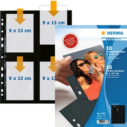 HERMA Fotosichthüllen, schwarz, für 9 x 13 cm, 10 Hüllen