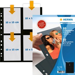 HERMA Fotosichthüllen, schwarz, für 10 x 15 cm, 10 Hüllen