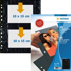 HERMA Fotosichthüllen, schwarz, für 10 x 15 cm, 10 Hüllen