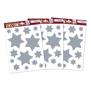 HERMA Fensterbilder Set, Weihnachten, Sterne, silber, A4