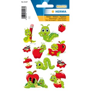 HERMA MAGIC Sticker, Fritz der Wurm, Wackelaugen