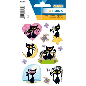 HERMA Magic Sticker, Cute Cat, Folie Beglimmert