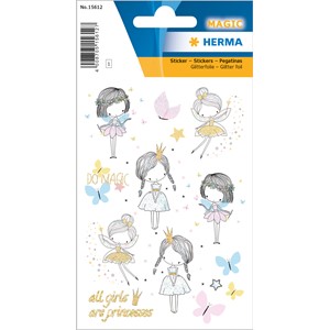HERMA Magic Sticker, Glitzernde Glittersticker Märchen Prinzessin