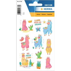 HERMA DECOR Sticker, Lama - no drama, beglimmert