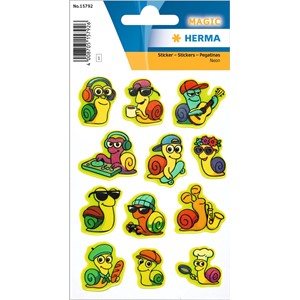 HERMA Magic Sticker Lustige Schnecken, Neon