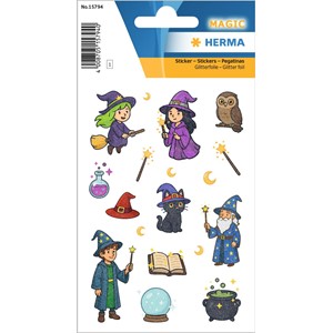 HERMA Magic Sticker Hexen + -Zauberer, Folie Beglimmert