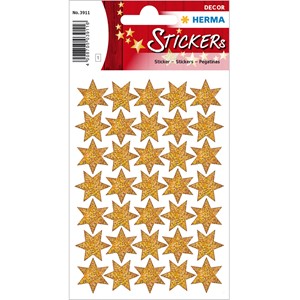 HERMA Weihnachtssticker, Sterne, gold beglimmert