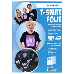 HERMA T-Shirt Folie für dunkle Textilien, A4, bedruckbar,10 Blatt