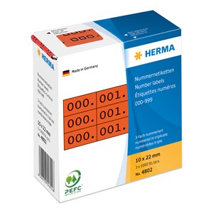 HERMA Nummernetiketten, rot / schwarz, 10 x 22 mm, 1000 Nummern