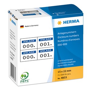 HERMA Anlagenummern, selbstklebend, Aufdruck dunkelblau, 15 x 22mm, 1000 Stück