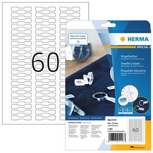 HERMA Ringetiketten, weiß, 49 x 10 mm, 25 Blatt