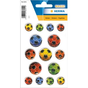HERMA Decor Sticker, Bunte Fussbälle, geprägt